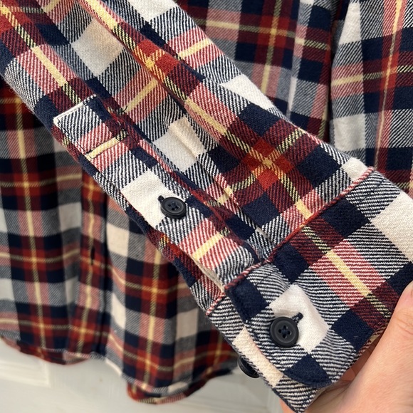 EUC RVCA Men's That’ll Work Flannel Button Down Shirt Navy/Red/Yellow Large - Picture 5 of 9